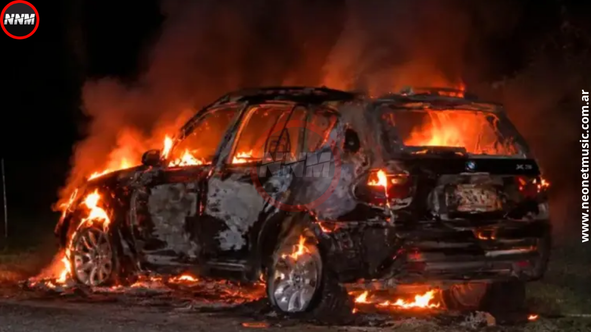 Ruta 20: un BMW se incendió por completo y sus ocupantes salieron ilesos