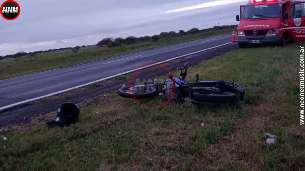 Motociclista herido tras vuelco en Ruta 12